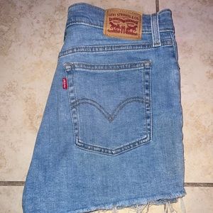 Levi’s light wash high rise jean shorts